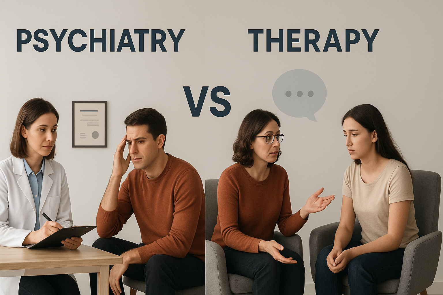 Psychiatry Versus Therapy: Understanding the Differences, Benefits, and How to Choose the Right Mental Health Support