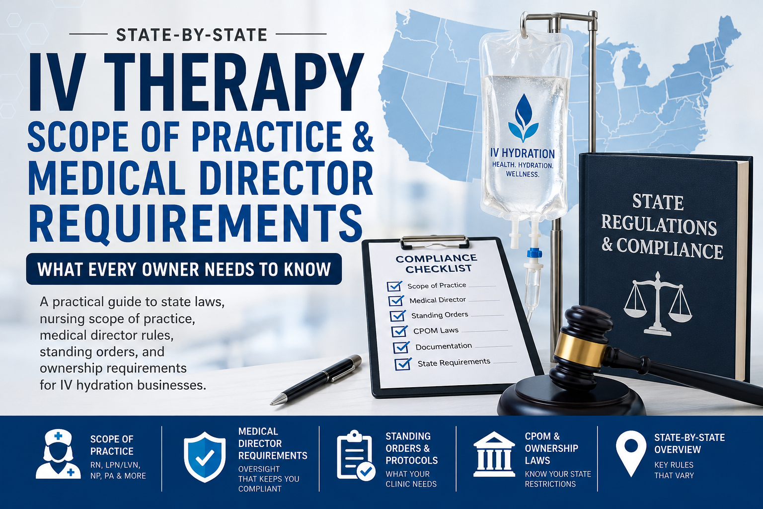State-by-State IV Therapy Scope of Practice & Medical Director Requirements: What Every Owner Needs to Know